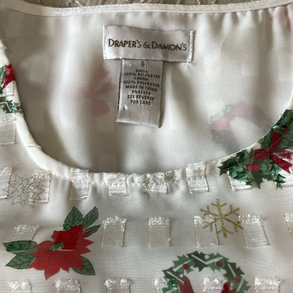 Draper’s & Damon’s Women’s SZ S Holiday Print Sleeveless Pullover Christmas Top - Picture 11 of 12